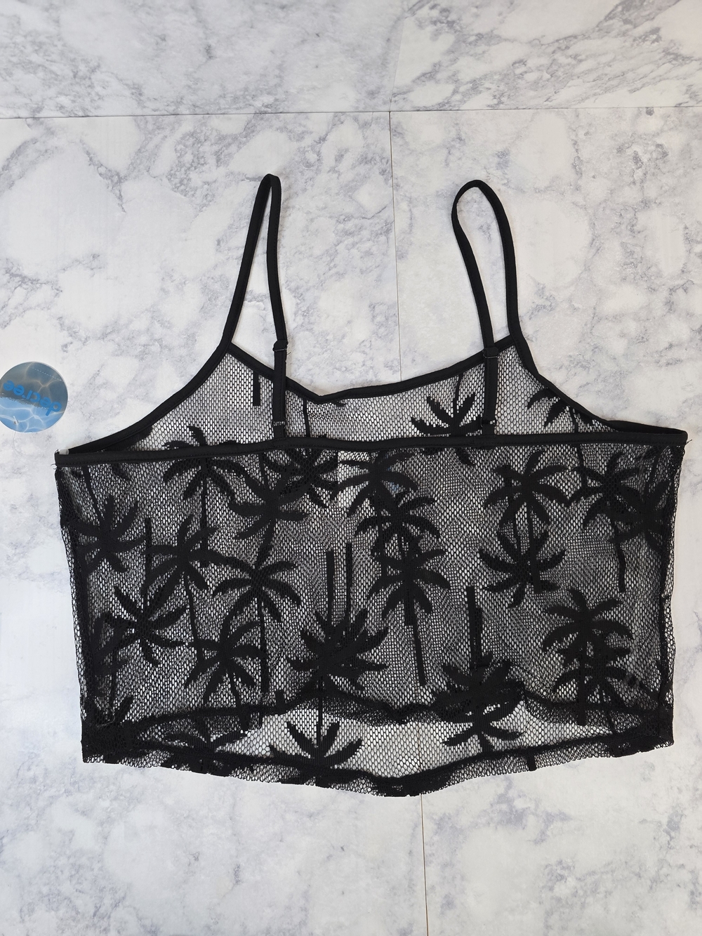 Decree Black Palm Mesh Swim Coverup Set Medium - Picture 5 of 11